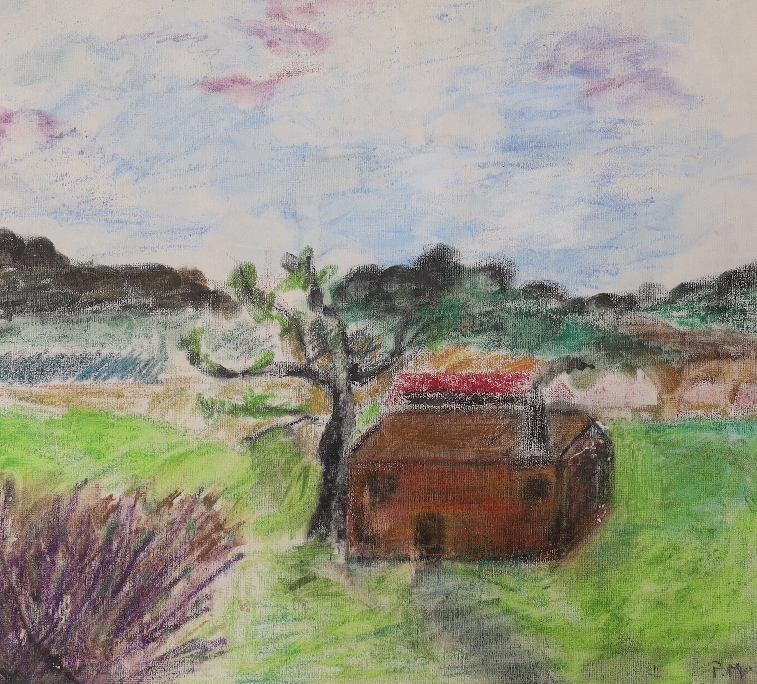 Attributed to Paul Maze, pastel on canvas, House in a landscape, bears signature, 31 x 34cm